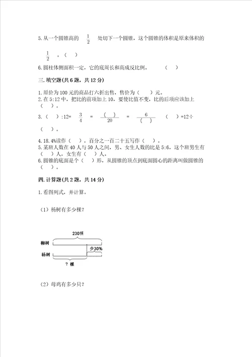 小学六年级下册数学期末卷及完整答案【全优】