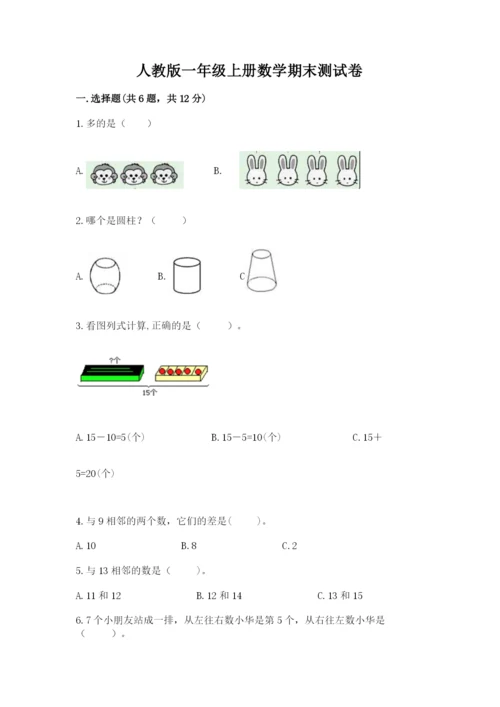 人教版一年级上册数学期末测试卷（典优）word版.docx