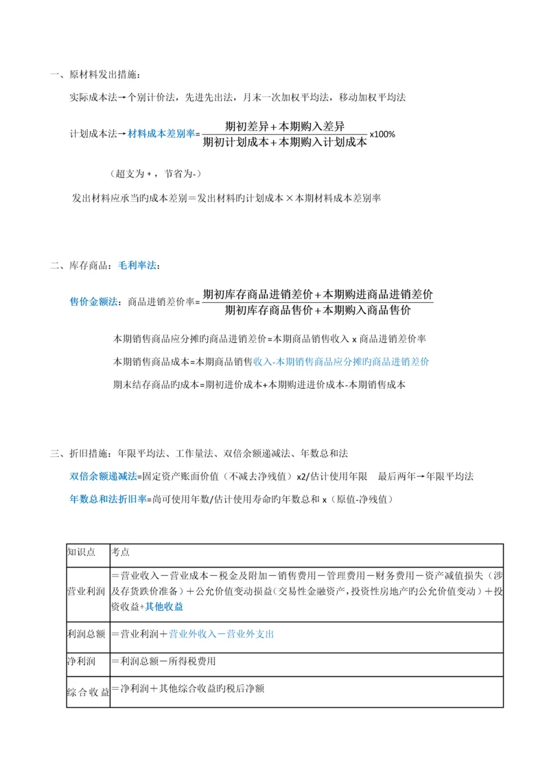 初级会计实务公式-计算题公式.docx