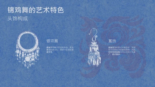 蓝色简约纹样非遗苗族文化介绍PPT模板