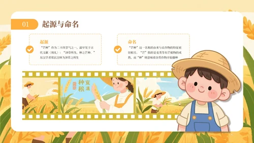 黄色芒种节气介绍通用PPT模板