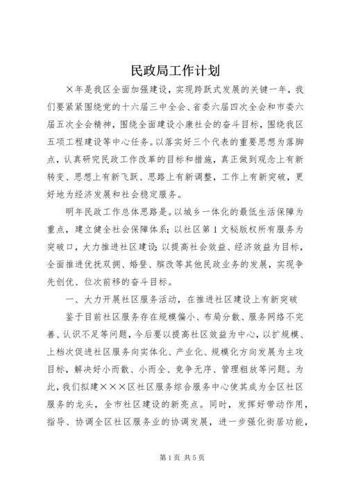 民政局工作计划 (6).docx