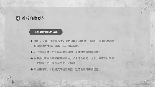 灰色复古简约插画512全国防灾减灾日防震减灾安全通行宣传课