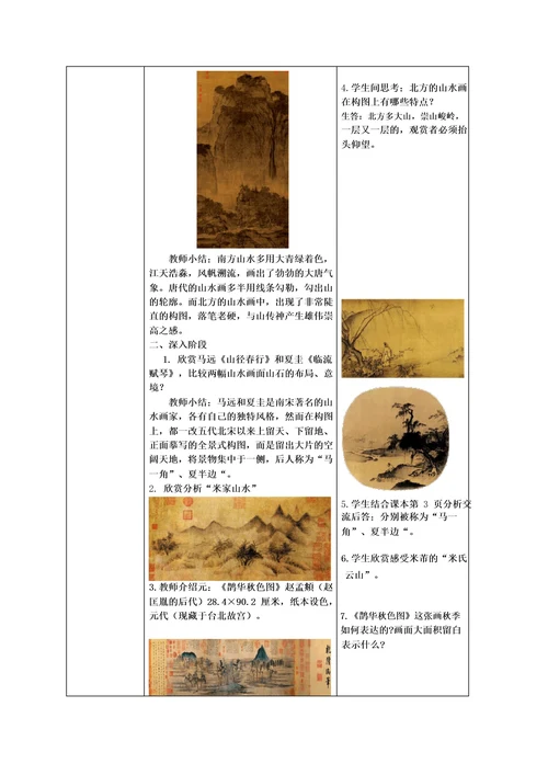 初中美术自然意境中国山水画教学设计学情分析教材分析课后反思