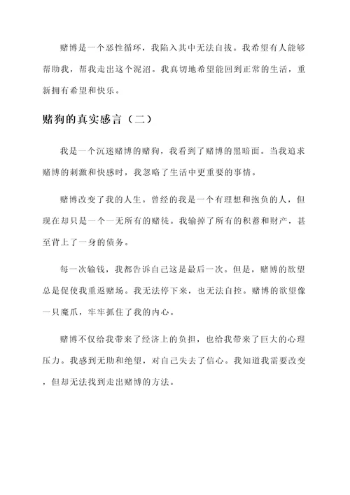 赌狗的真实感言