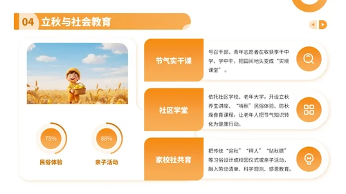 橙色卡通风走进立秋探寻节气文化