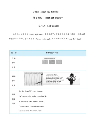 Unit 6 Meet my family Part A   Let's  spell大单元整体教学