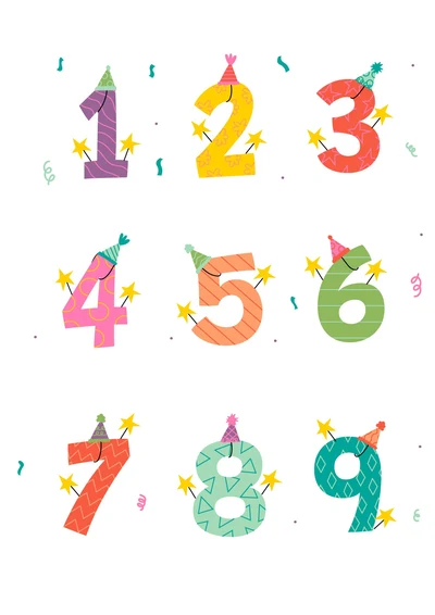生日风1-9数字免扣素材