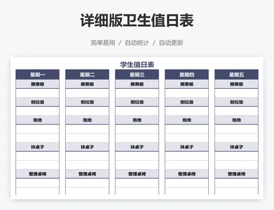 详细版卫生值日表