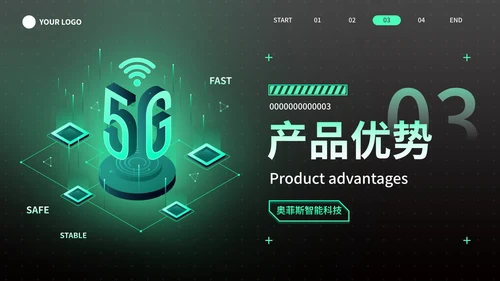 黑绿高级科技风5G赋能企业产品介绍PPT模板