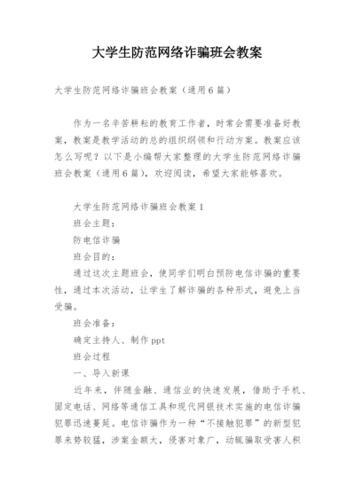 大学生防范网络诈骗班会教案.docx