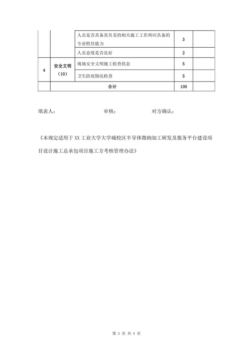 项目设计施工总承包施工方考核管理办法