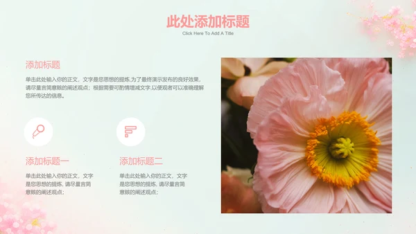 粉色清新风花卉节日节气通用PPT演示模板
