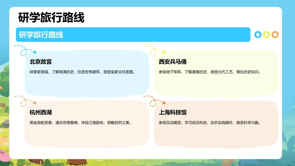 蓝色卡通风研学旅行PPT