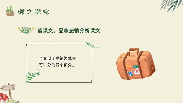 绿色手绘父亲的手提箱高二语文下册PPT模板宣传PPT说课