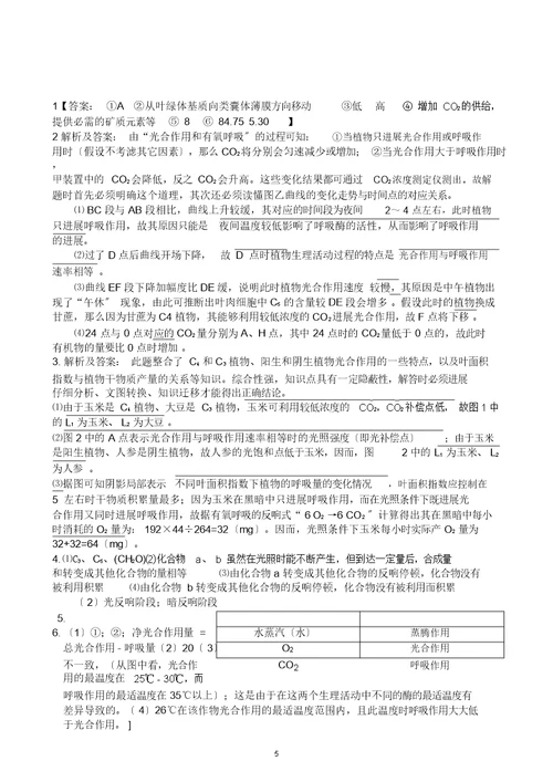 光合作用与呼吸作用专题综合练习含答案