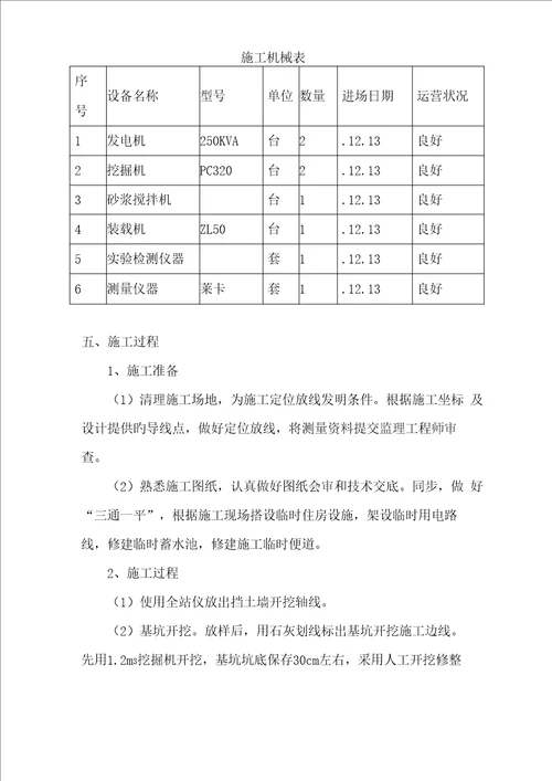 挡土墙综合施工总结