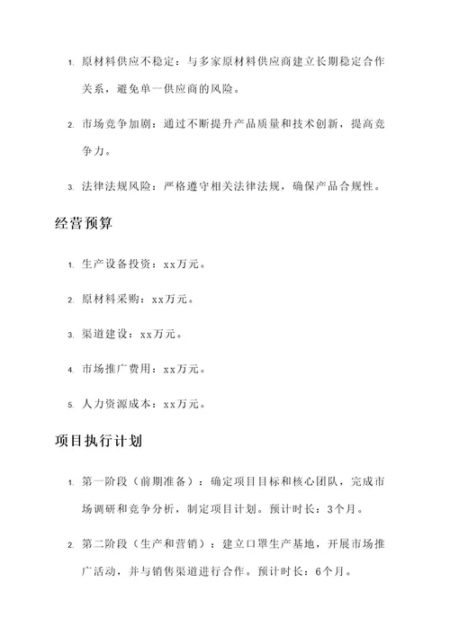 口罩公司项目策划书