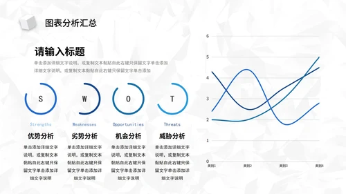 蓝色简约SWOT风险管理分析图表汇报PPT模板