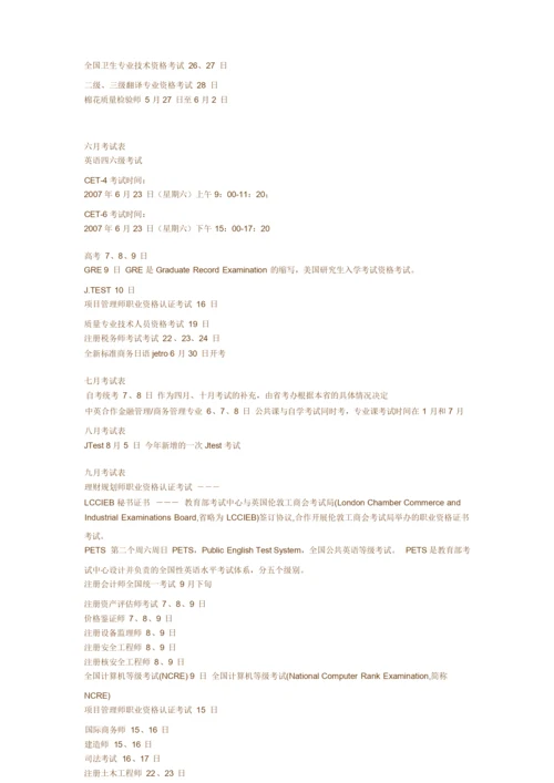 每年全国考研时间表.docx