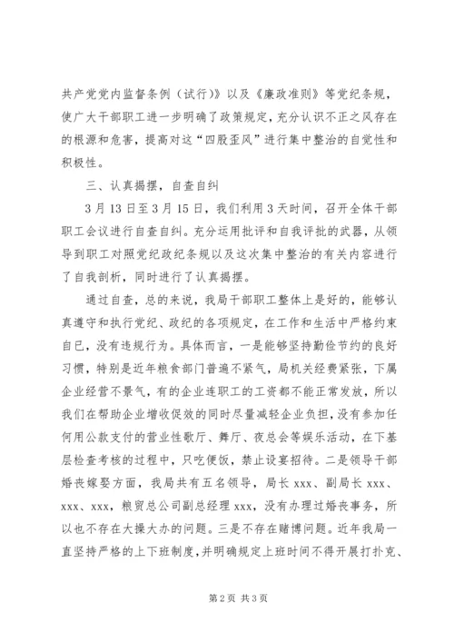 县粮食局关于对“四股歪风”进行自查自纠的报告 (2).docx