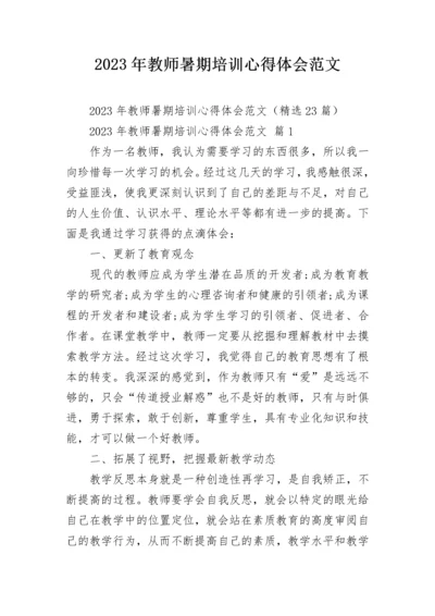 2023年教师暑期培训心得体会范文.docx