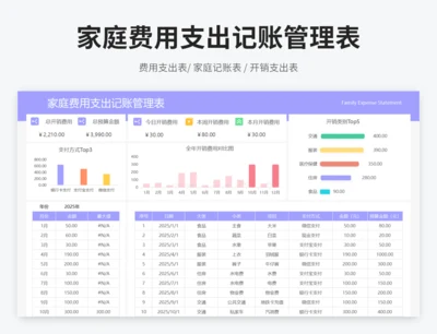 家庭费用支出记账管理表