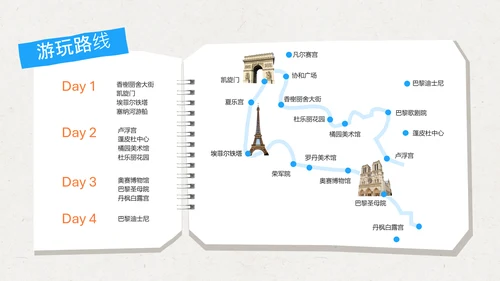 几何拼贴法国旅游攻略PPT模板