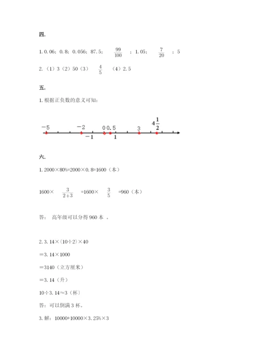 小学六年级数学期末自测题附完整答案（名校卷）.docx