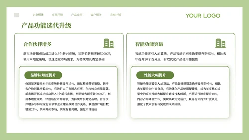 绿色小清新风年度核心成果汇报PPT模板