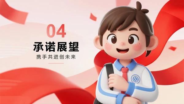 红色渐变3D卡通风共青团团委竞选PPT模板