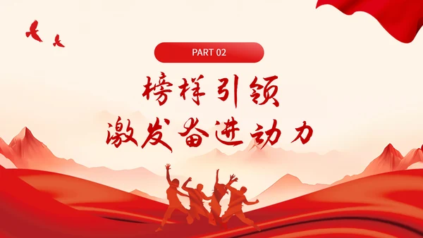 红色党政风简约团日活动学习PPT模板