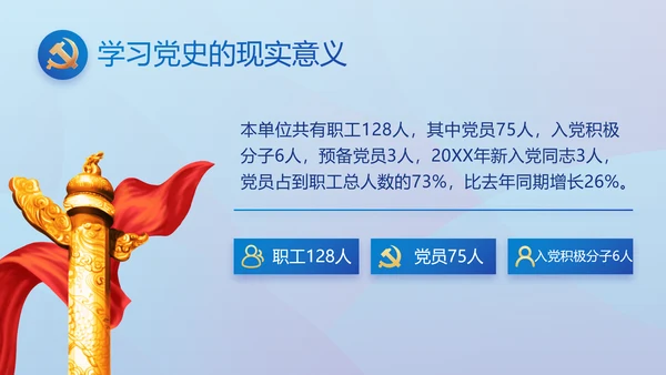 蓝色大气党建党支部年终工作总结PPT