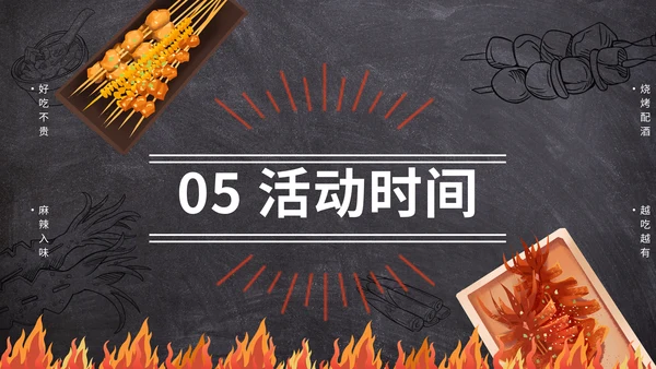 烤串深夜食堂烧烤美食通用PPT模板