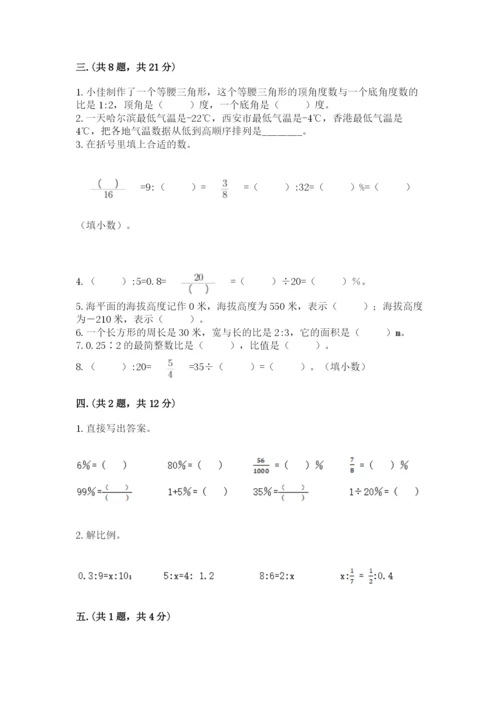 河南省平顶山市六年级下册数学期末考试试卷带答案（培优）.docx