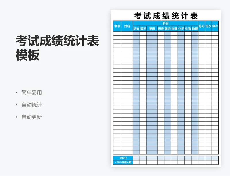 考试成绩统计表模板