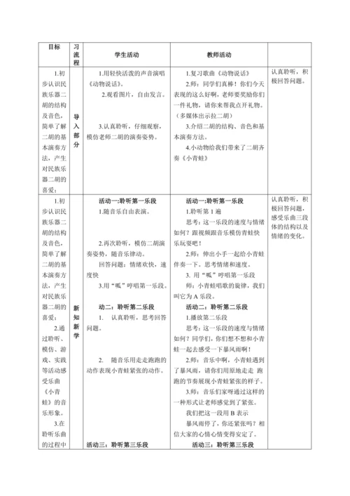 【新教材】人音版（2024）一年级上册第四单元《小青蛙》（聆听）教案