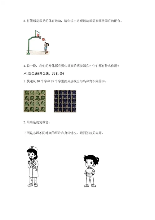 教科版科学二年级下册第二单元我们自己测试卷附答案达标题