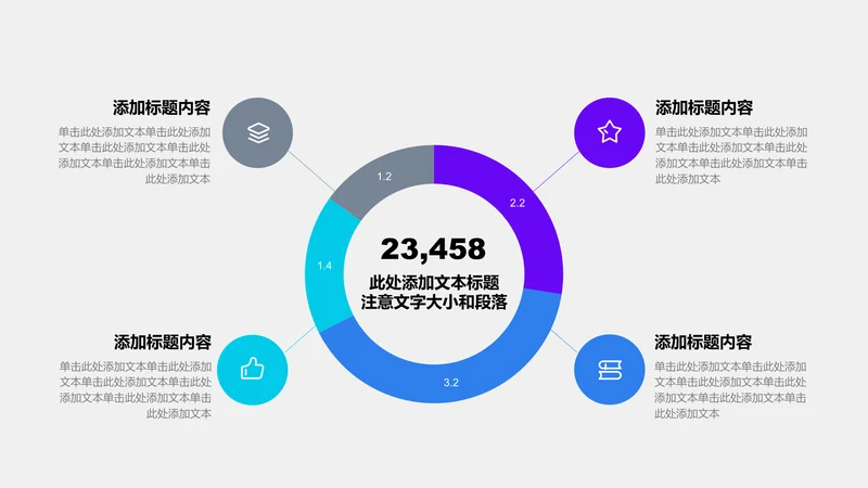 关系页-紫色商务风4项环形总分关系图