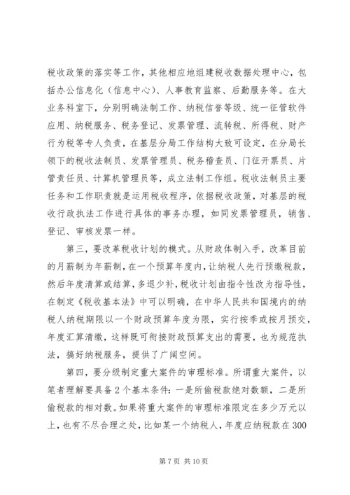 关于做好县地税局的税收法制工作的建议与思考 (2).docx