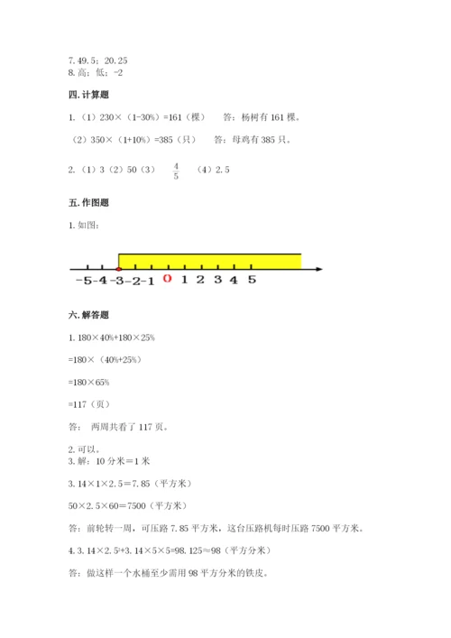 松阳县六年级下册数学期末测试卷加精品答案.docx