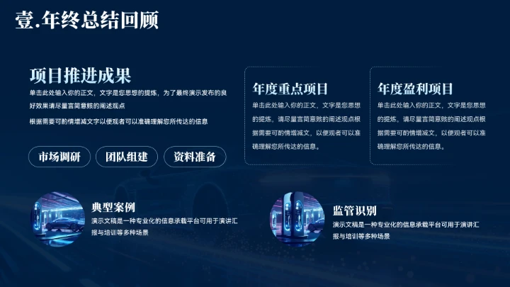 大气蓝色新能源汽车工作汇报模板