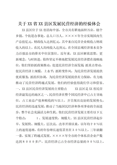 关于XX省XX县区发展民营经济的经验体会6