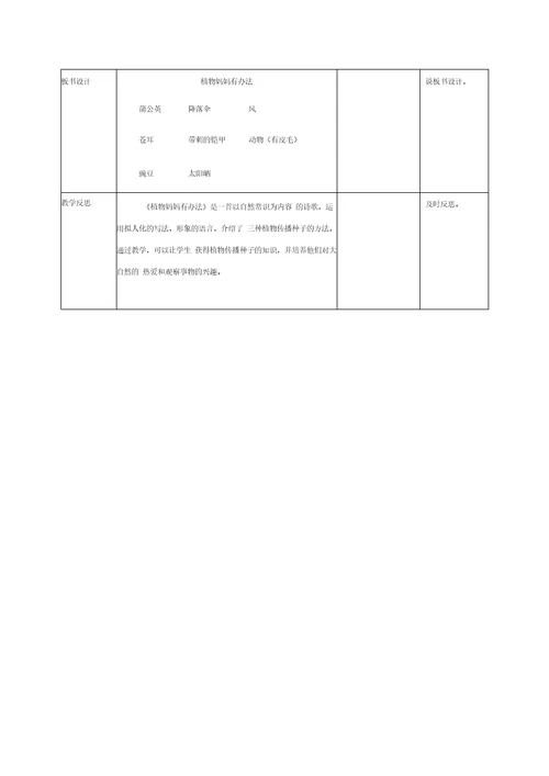 二年级上册语文教案1.3植物妈妈有办法人教新课标