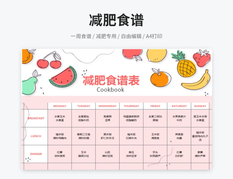 减肥食谱表