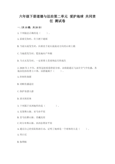 六年级下册道德与法治第二单元 爱护地球 共同责任 测试卷精品（典型题）.docx