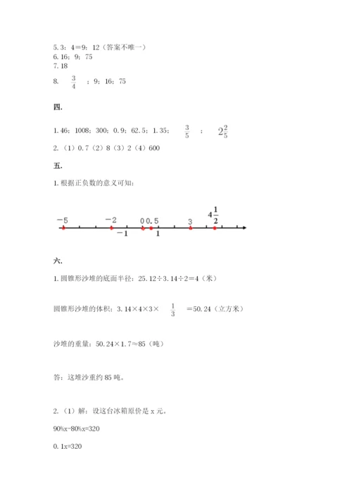 小学六年级数学摸底考试题附参考答案（满分必刷）.docx