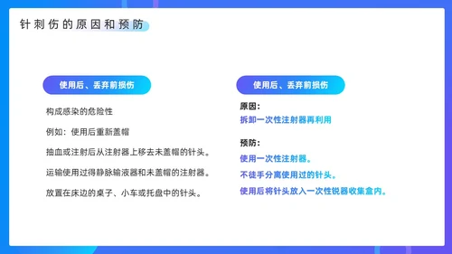 蓝色简约风发生针伤害应急预案PPT模板应急预案培训