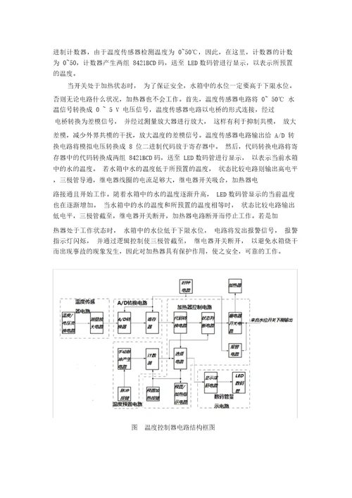 家用热水器控制器设计综合电子实验报告