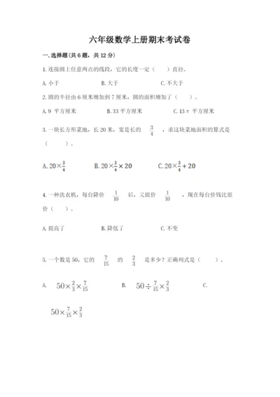 六年级数学上册期末考试卷含完整答案（有一套）.docx
